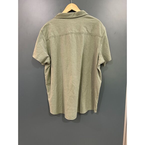 NEW Mens Olive Green Button-Up Short Sleeve Shirt 2XL - Picture 2 of 3